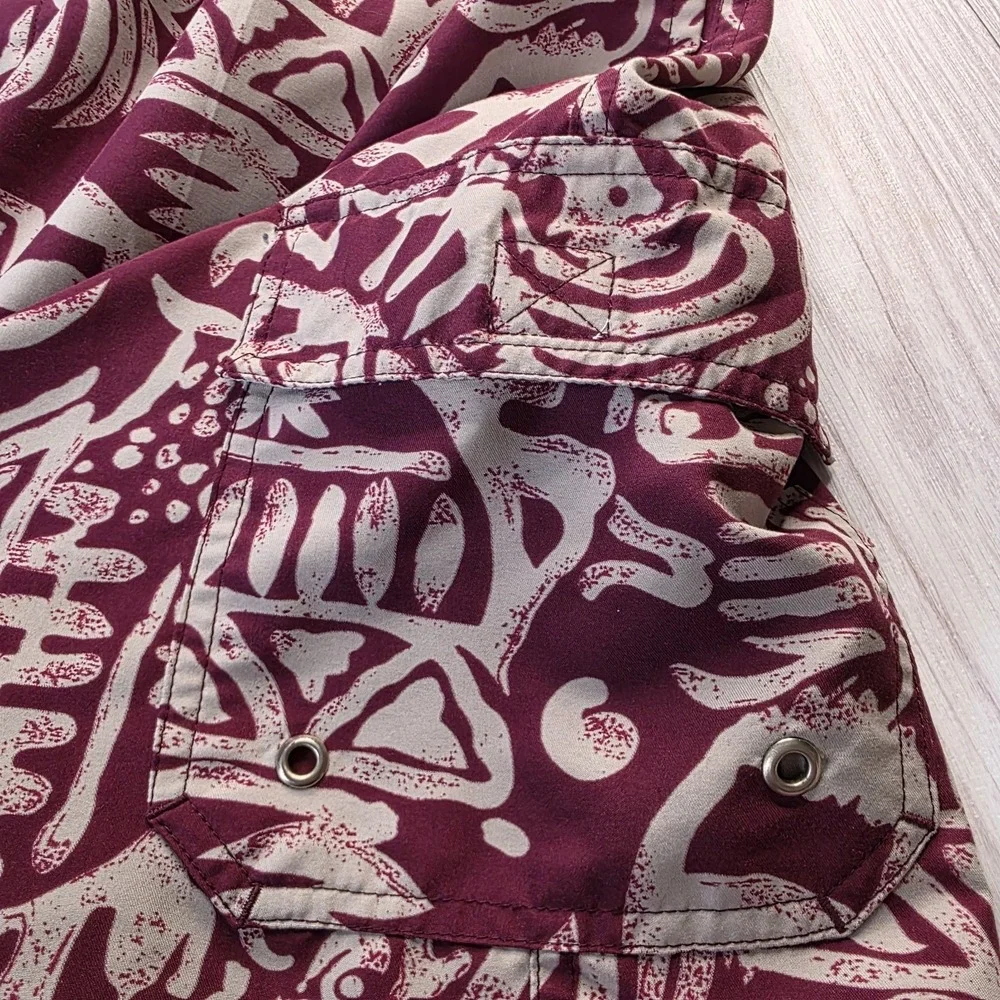 Naturalife Swim Trunks‎ Mens M Red Hawaiian Surf Beach Elastic Lined Mesh Pocket
